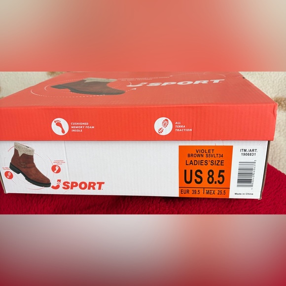 JSport Violet Women's Memory Foam Fax Fur Insulated Ankle Boots Brown Size 8.5 - Picture 8 of 11